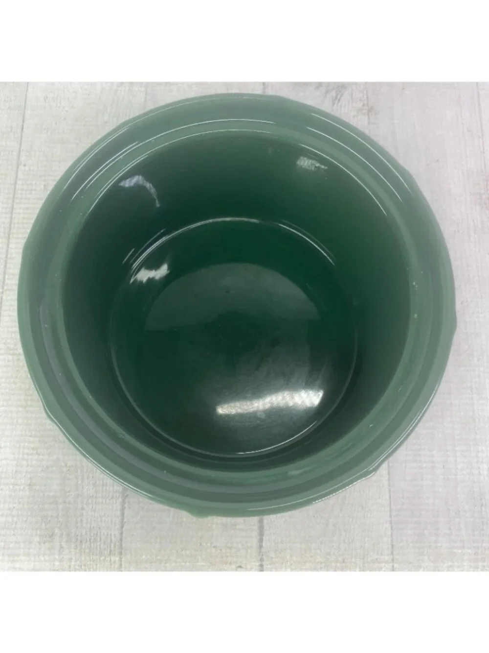 Longaberger Pottery WOVEN DRUM Ivy Green Traditions Embossed 4
